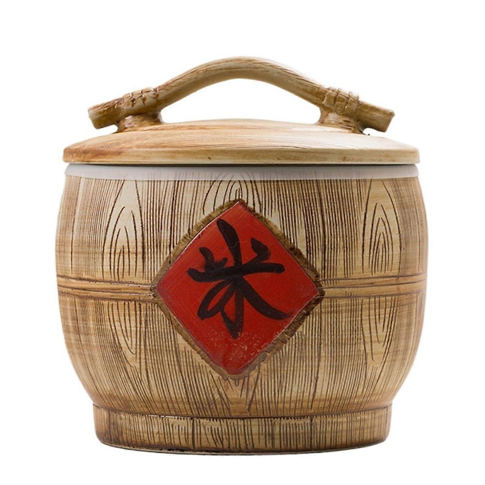 Rice Storage Container 10KG Airtight Ceramic Dispenser with Handpainted Chinese Design