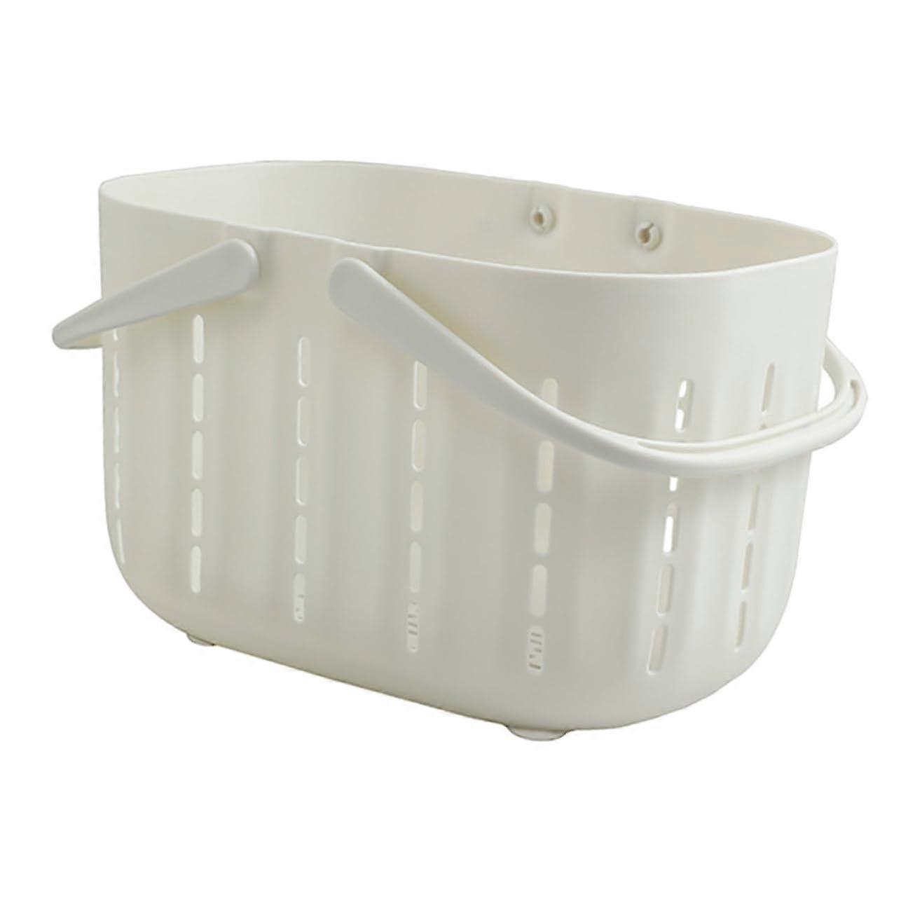 Plastic Storage Basket with Handle, Large Capacity Hollow Drainer for Bathroom and Kitchen Storage