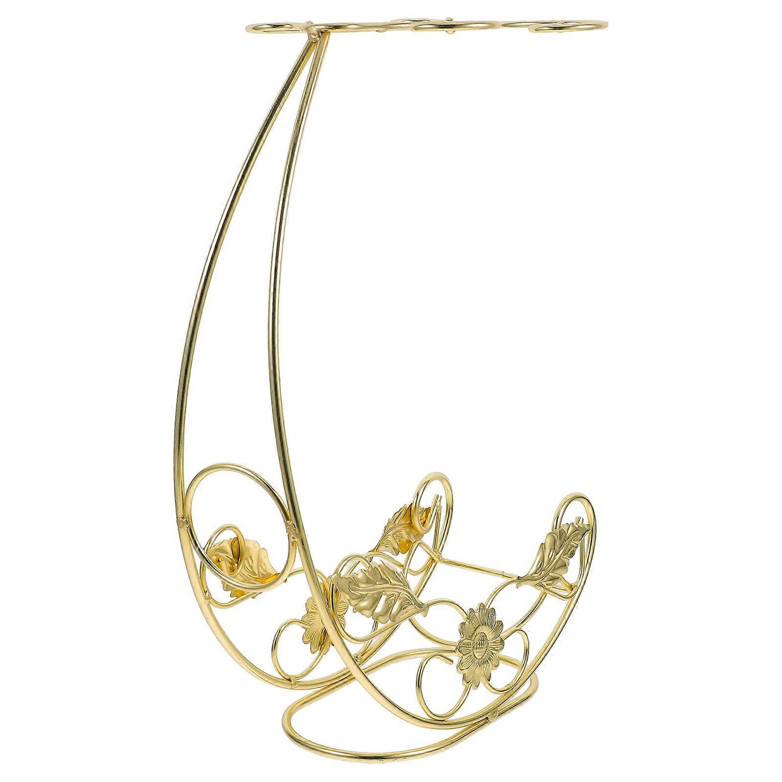 Upside Down Wine Glass Rack for Storage Use Golden Iron Display Holder
