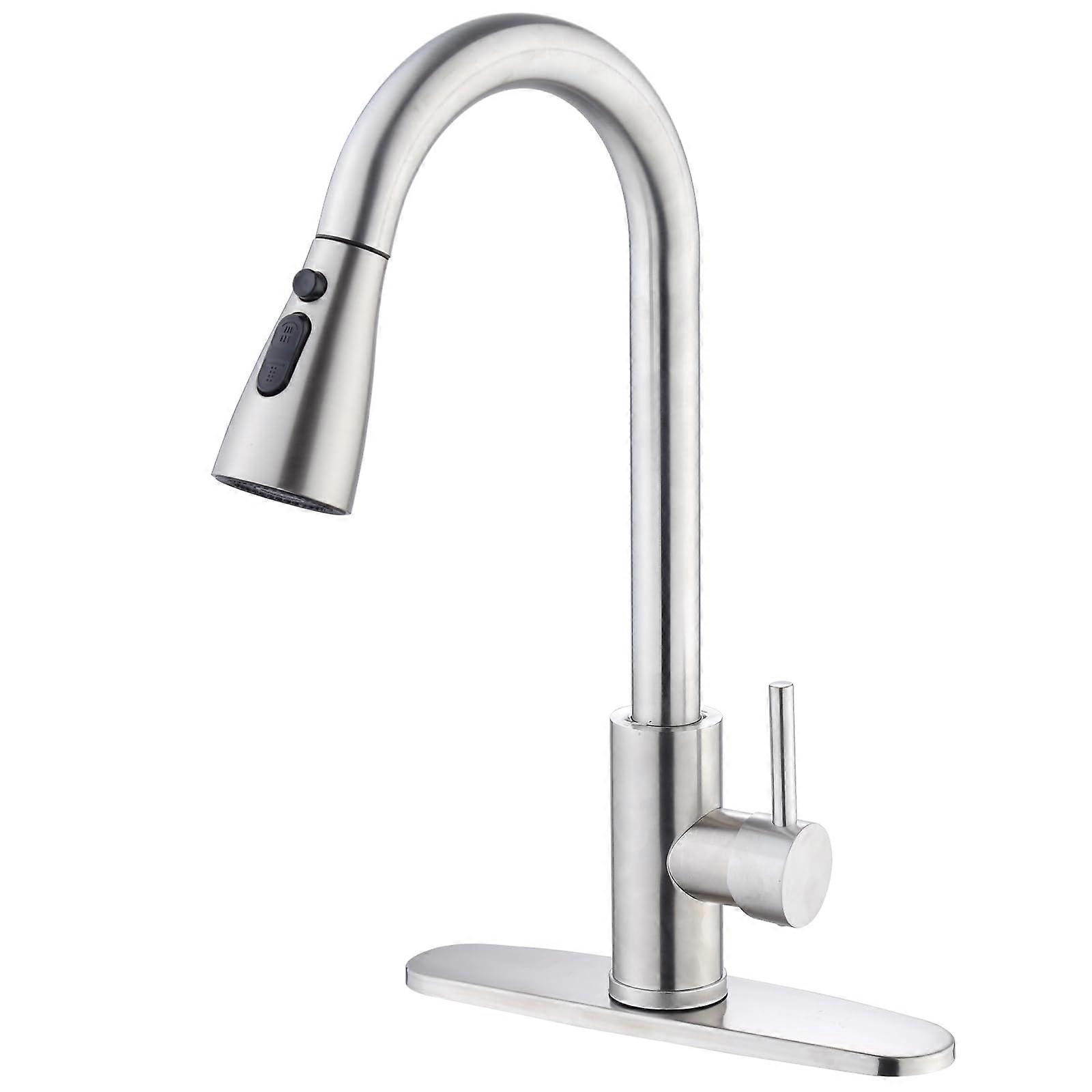 Brushed Nickel Pull Down Kitchen Faucet with Sprayer,  Arc 360° Swivel, LeakProof Single Handle