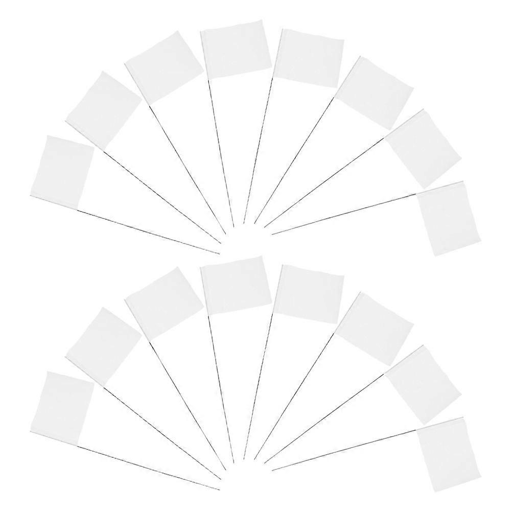 Yard Flags Markers White for Lawn Marking 60Pcs PVC Wire Stake Flags