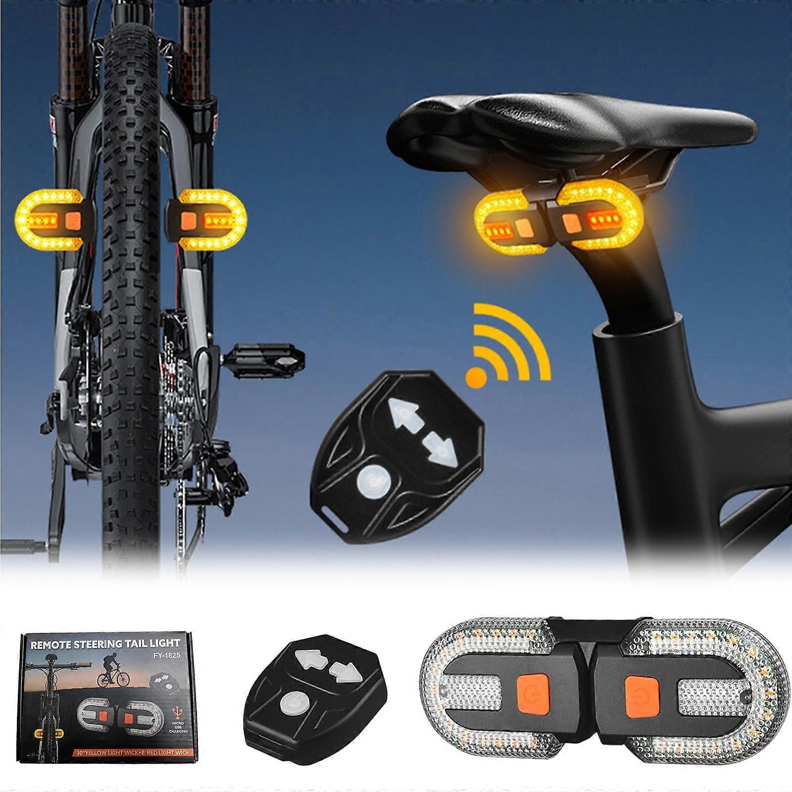 Clearance! Bike Tail Light with Turn Signal, Split Rear Lights, Wireless Remote, USB Rechargeable, 5 Modes, Compatible with Most Bikes
