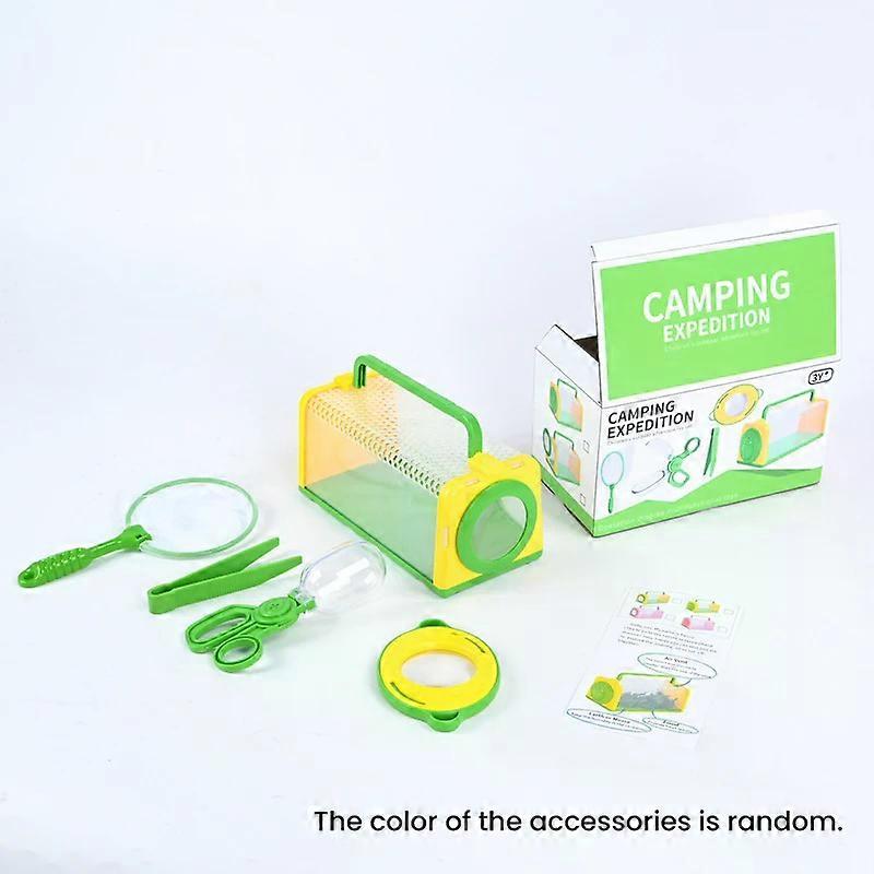 Outils d'ext��rieur pour enfants, bo?te d'observation des insectes, filet de capture de loupe, clip de capsule, jouet de puzzle de jeu de r?l