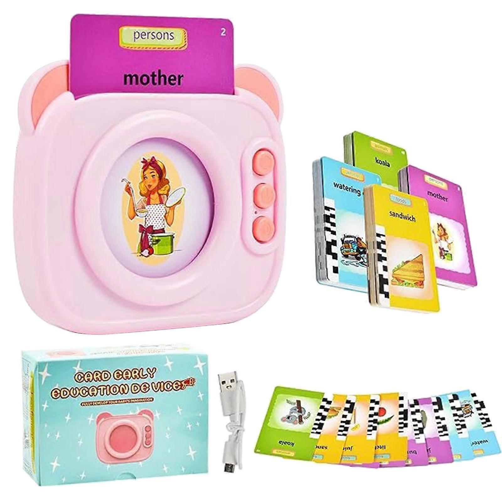 Children's Reading Machine with Flash Cards, Language Learning Tool Birthday Gifts Sight Words Learning  Pink