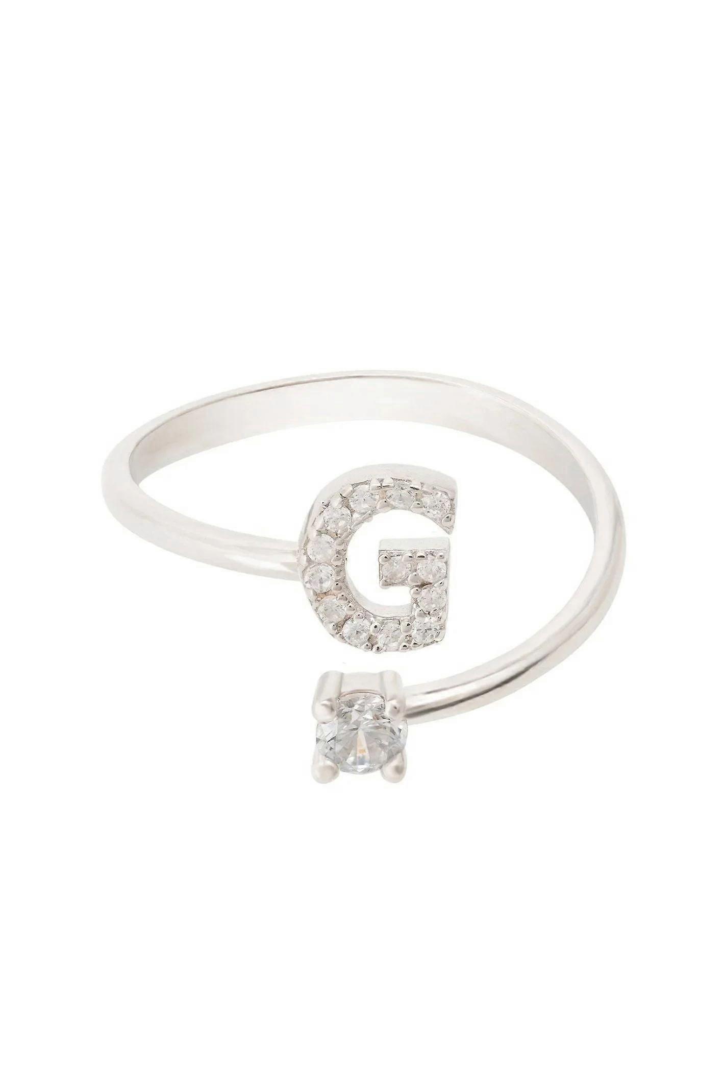 Latelita 925 纯银初始戒指配立方氧化锆 - 平均尺寸 6 （M）