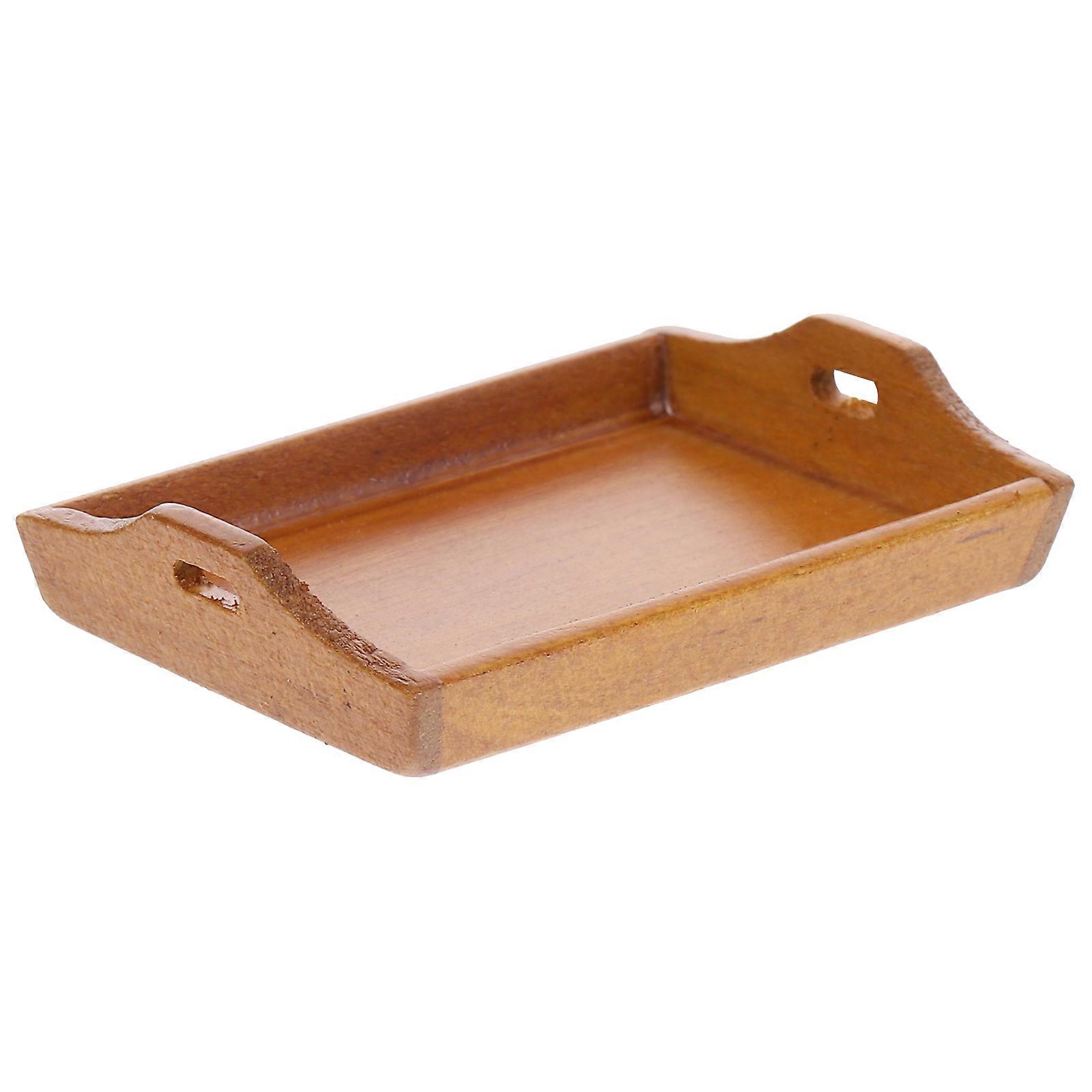 Doll Tableware Wooden Tray Model for Mini House Decor 4Pcs Set