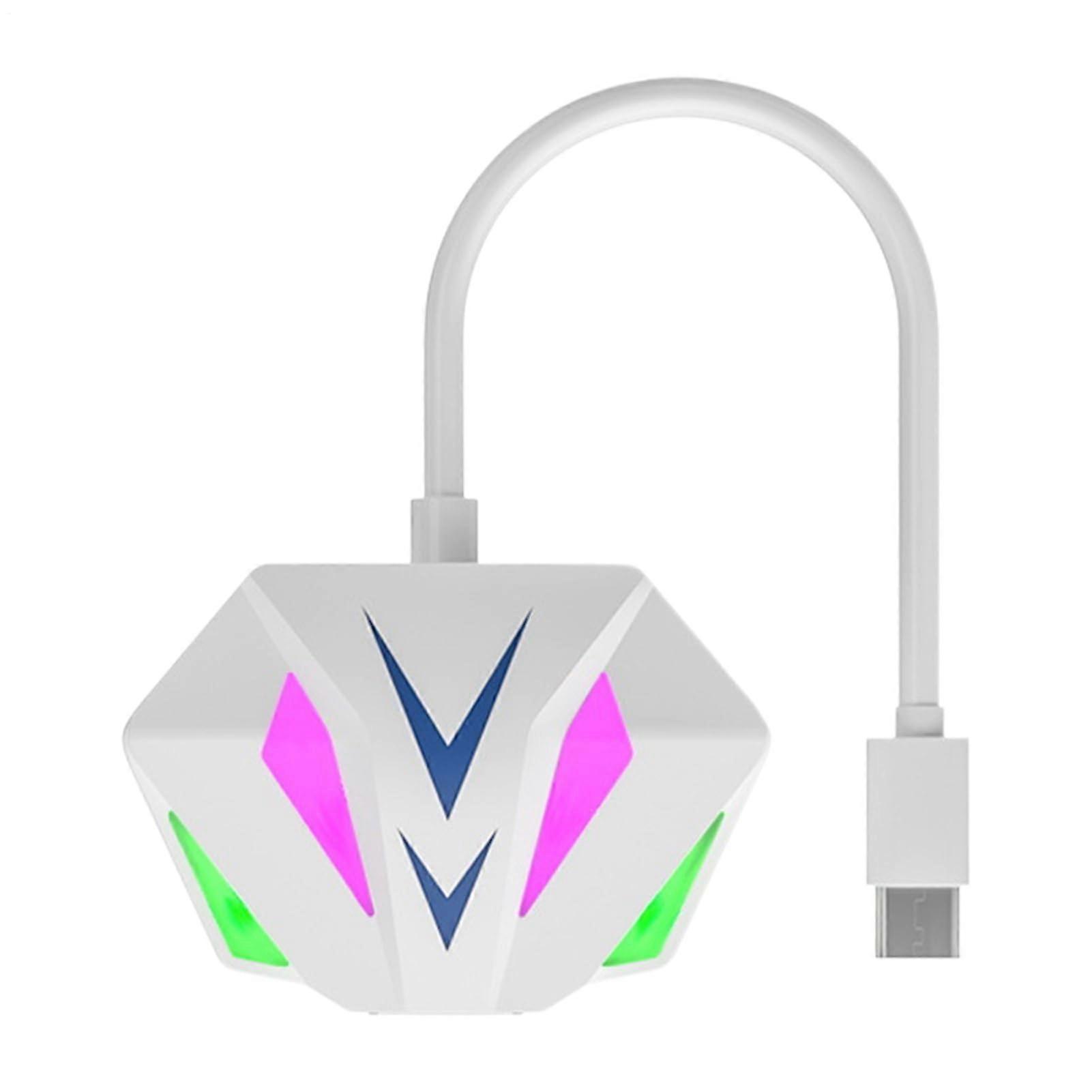 USB C Ethernet Adapter with RGB Lighting, Fast Wired Connectivity for Gaming and Streaming White