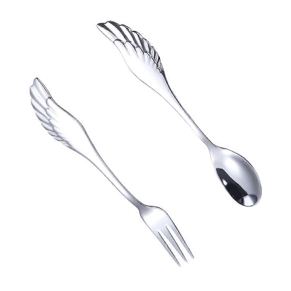 Silver Stainless Steel Fork with Spoon Set for Practical Daily Use
