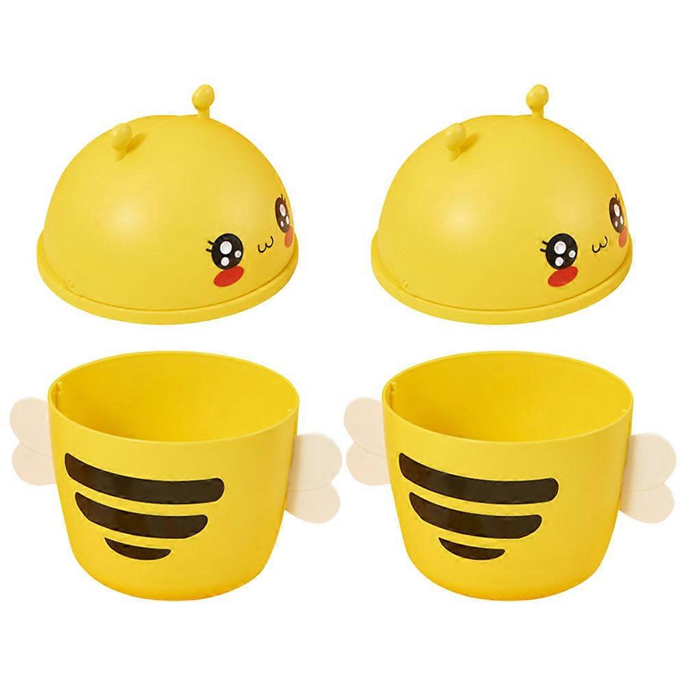 Mini Trash Can Plastic Trash Bin for Home 2Pcs Cartoon Bee Style