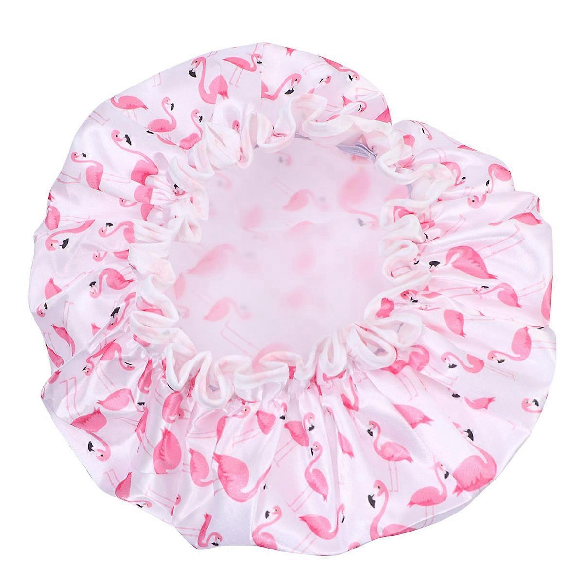 Waterproof Caps Bath Caps for Bathing Use 2Pcs with Red Flamingo Design