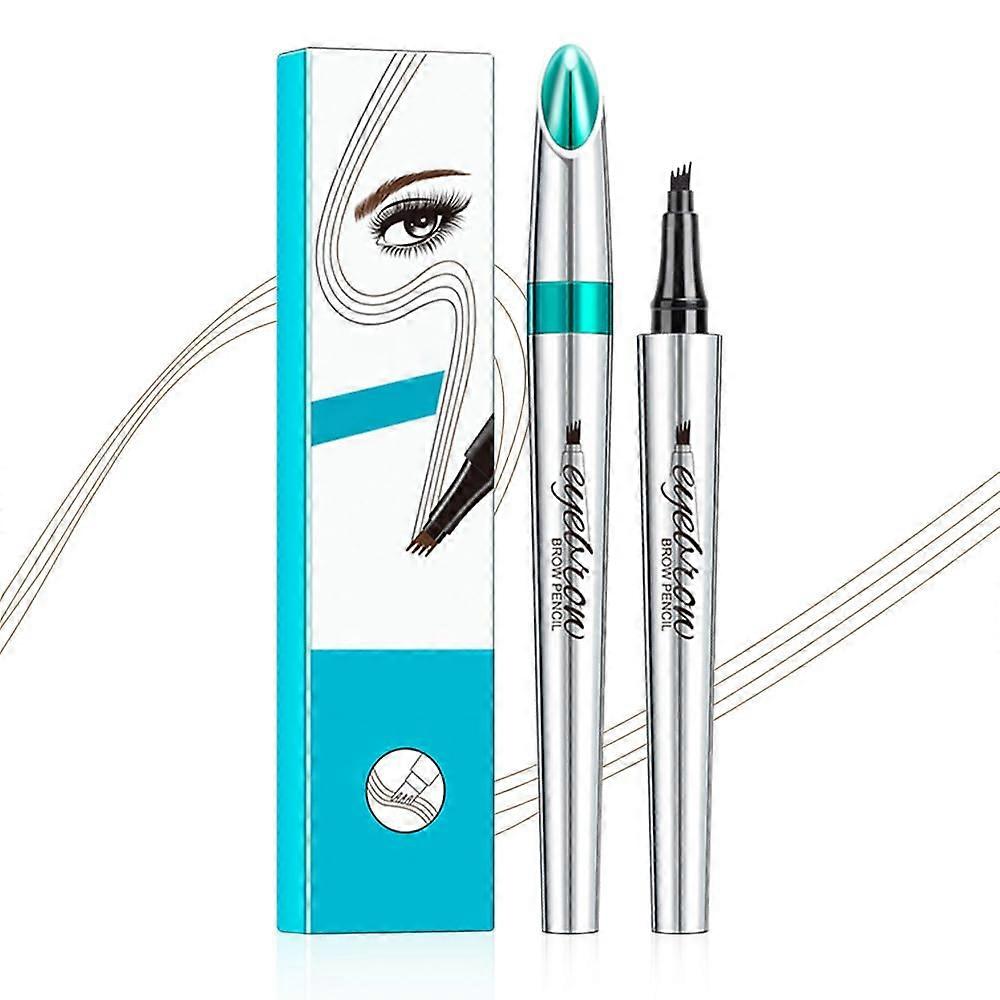 Microblading Eyebrow Pen Light Brown with 4 Tip Precision, Waterproof Long Lasting Natural Strokes