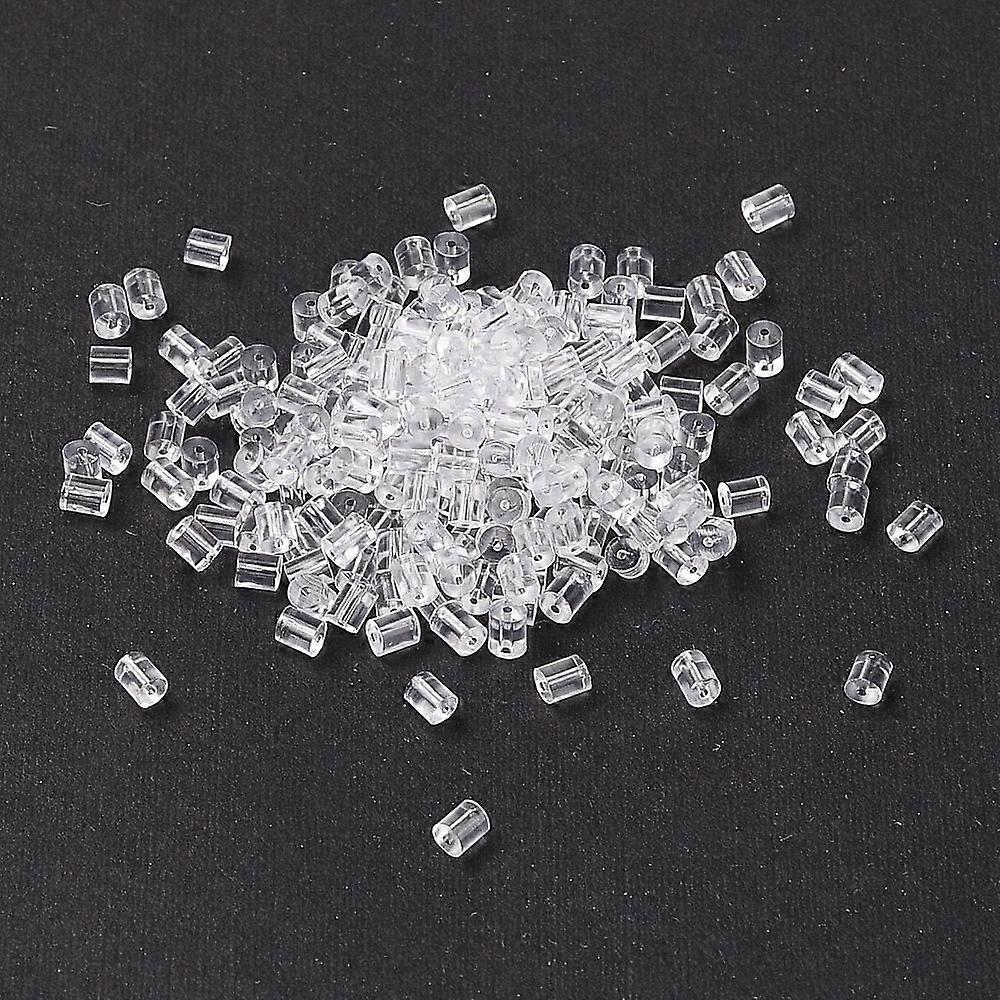 Plastic Ear Nuts Earring Backs Clear 3x3mm Hole: 0.3mm about 8000pcs/bag