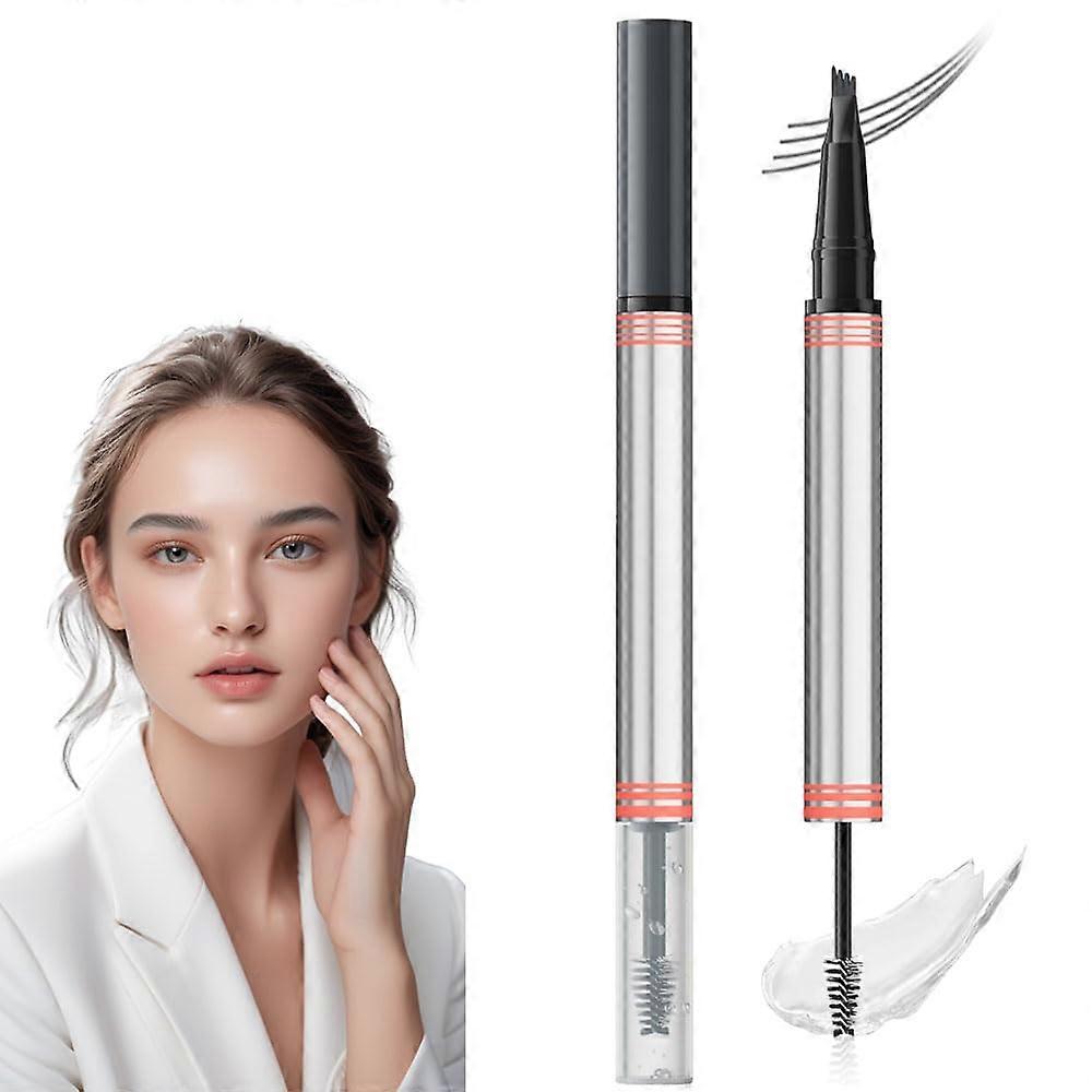 Waterproof DualEnded 2in1 Eyebrow Pencil with Gel, MicroFork Tip, LongLasting Grey