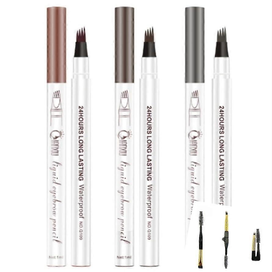 Waterproof 4 Fork Eyebrow Pencil Gray with Long Lasting 3D Brow Effect and Smudge Proof Tip