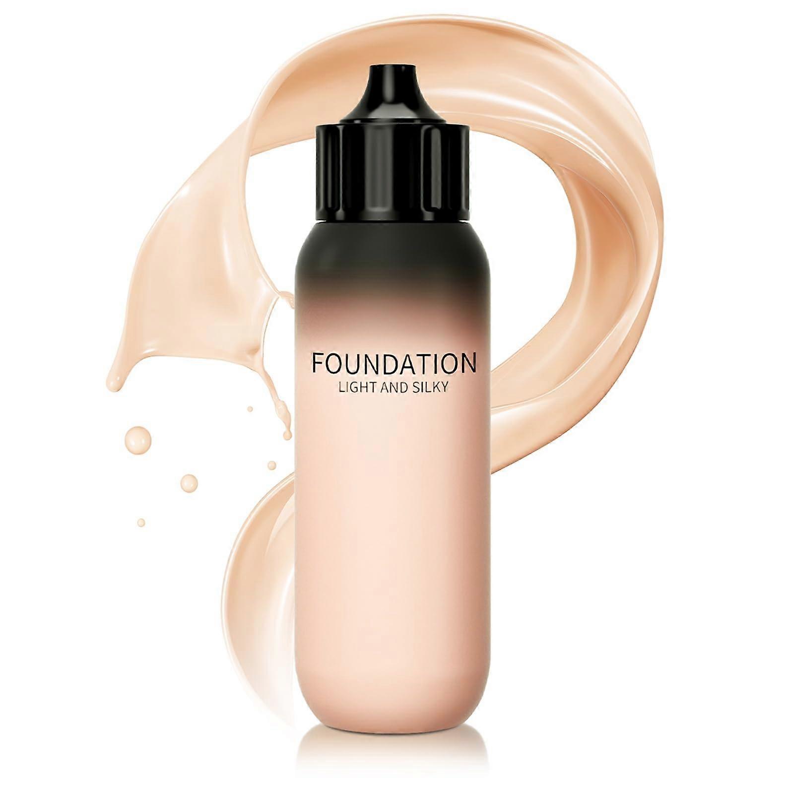 Liquid Foundation Full Coverage Waterproof Lightweight Oil Matte LongLasting (#02 Natural)