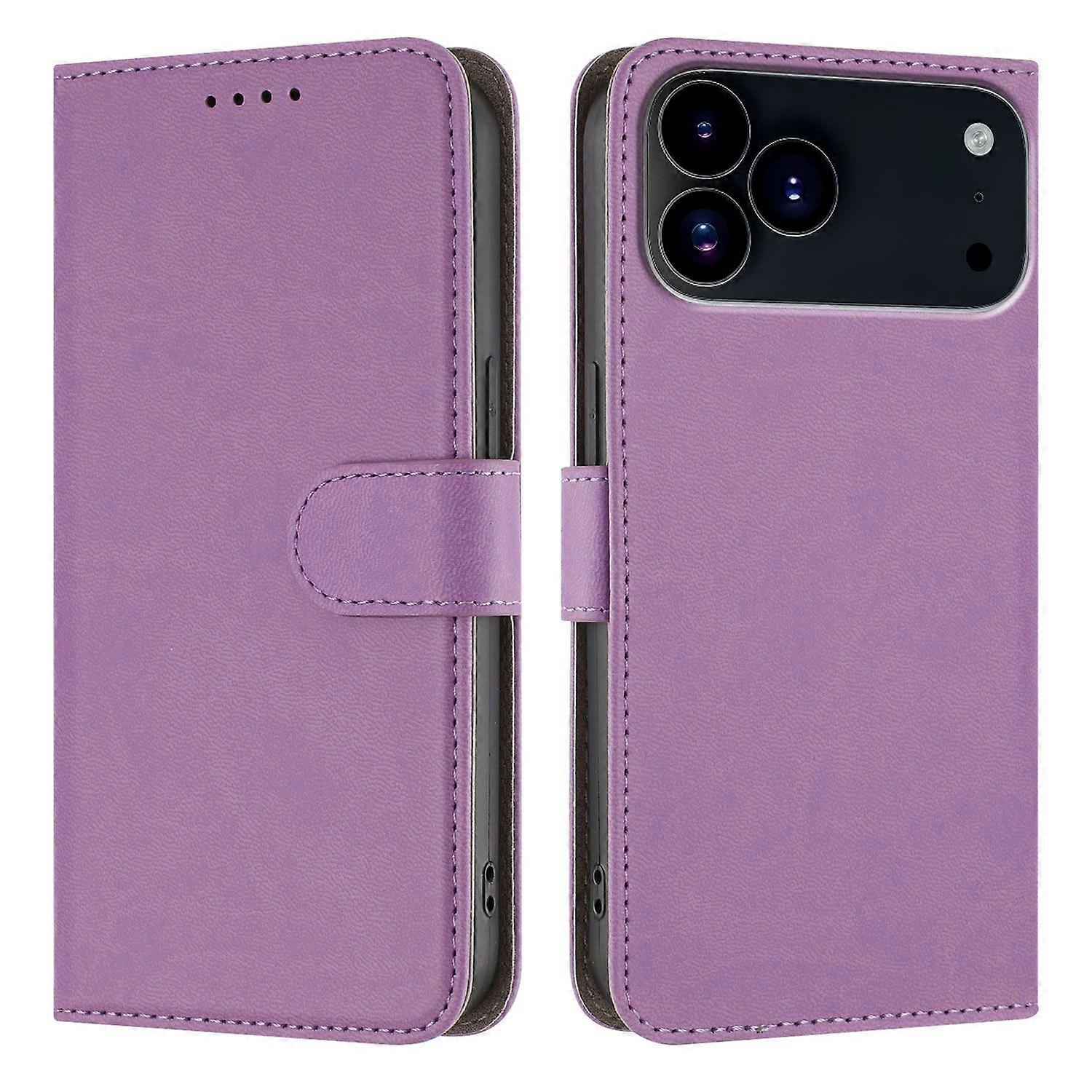 For iPhone 17 Pro Leather Case Solid Color Phone Cover with Wallet