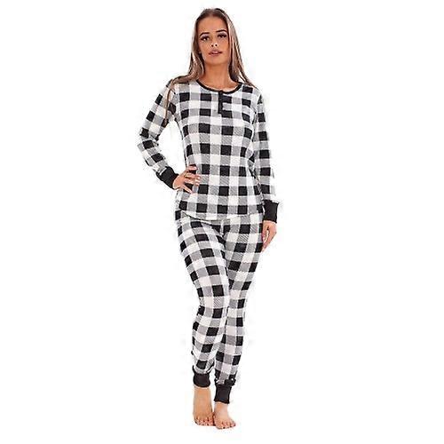 Keanu Womens/Ladies Buffalo Check Thermal Long Pyjama Set