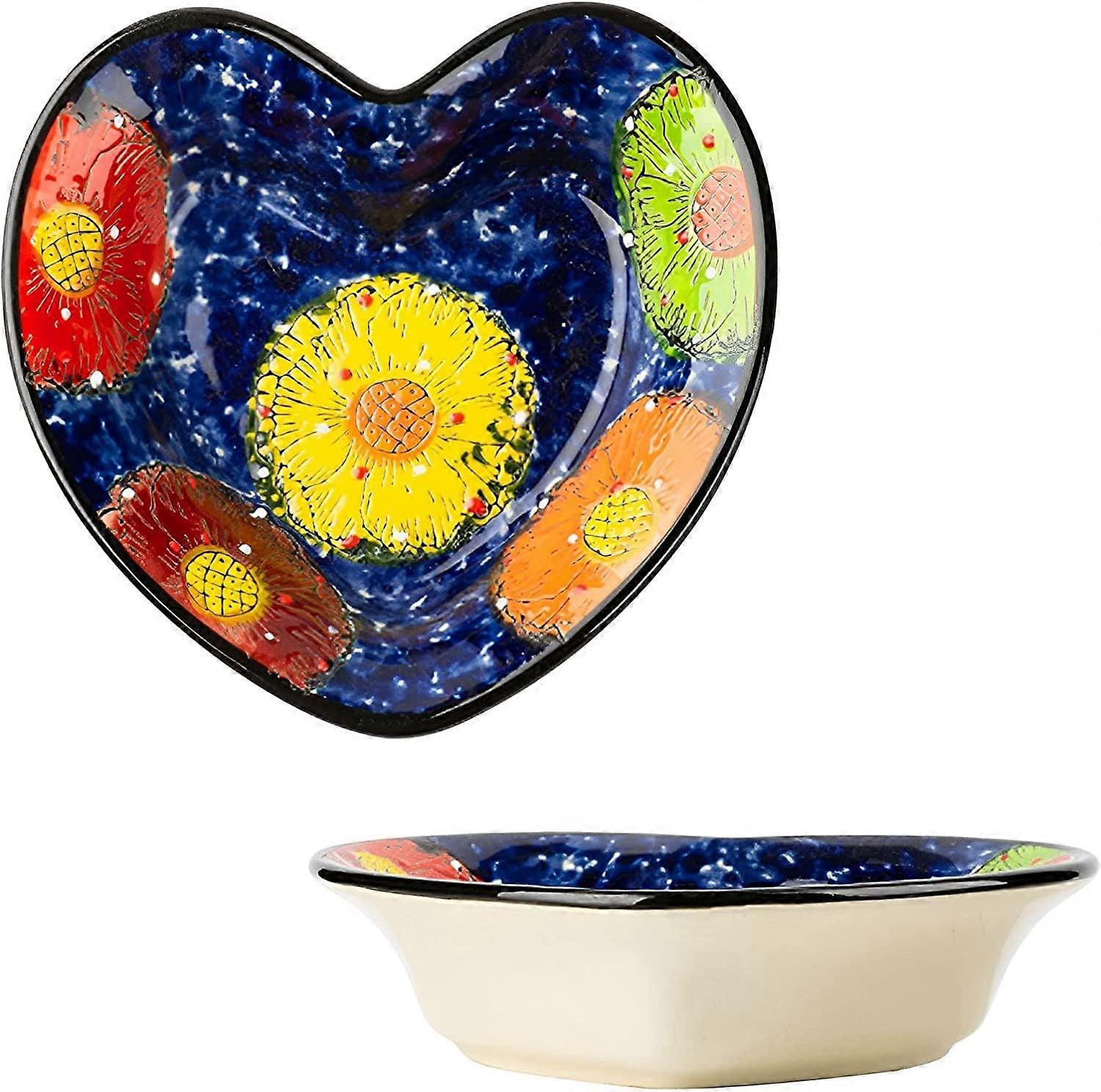 Ceramic Dinnerware Set with Floral Pattern and Bee Design, Stoneware Serving Bowls, Blue and Flowers