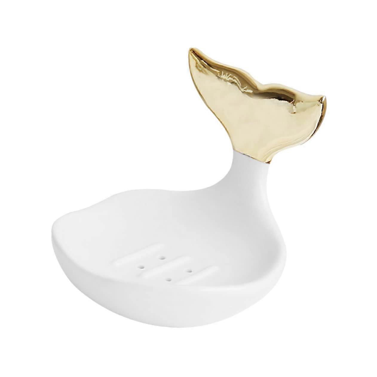 Ceramic Soap Dish Mermaid Tail Design with Fast Drainage for Bathroom and Kitchen Decor