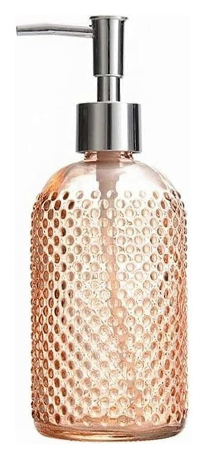 Glass Soap Dispenser with Pump, Refillable Reusable Bottle for Kitchen and Bathroom, Orange
