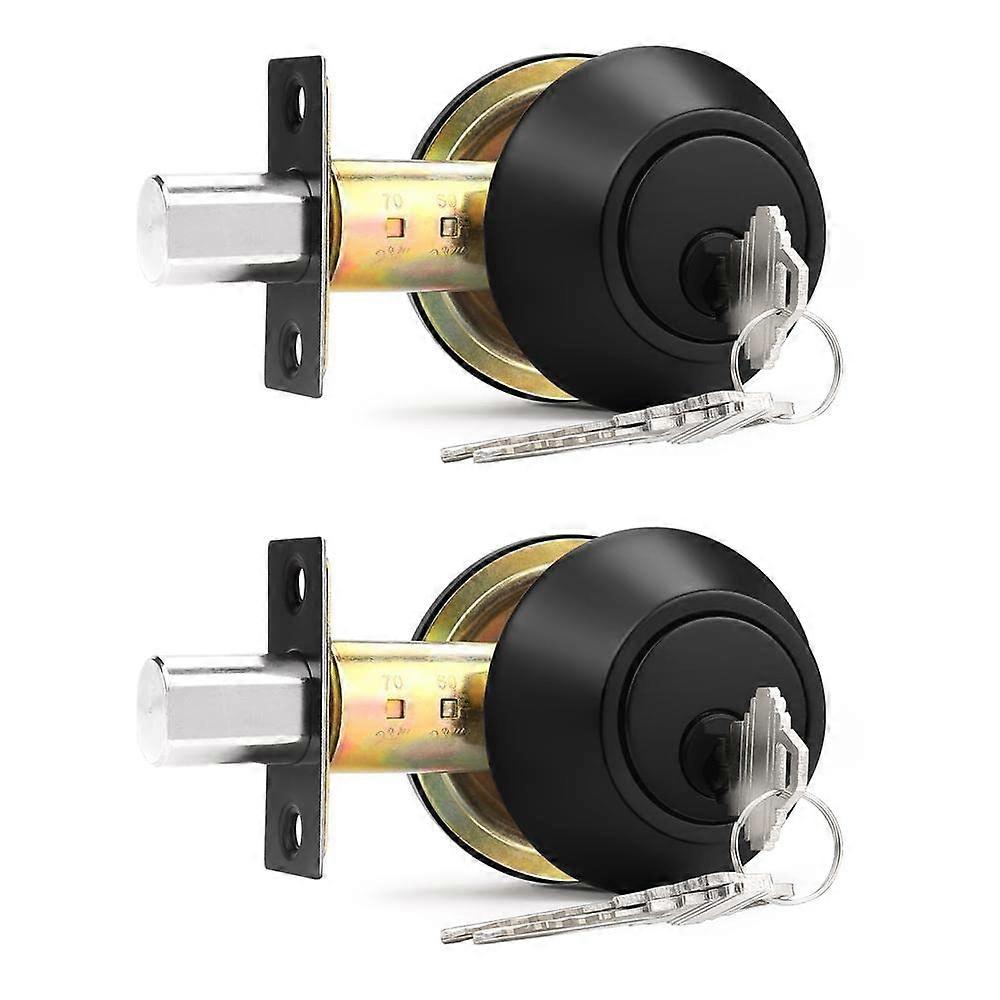Black Double Cylinder Deadbolt Lock Set, Keyed Alike for Front and Exterior Doors, 2 Pack