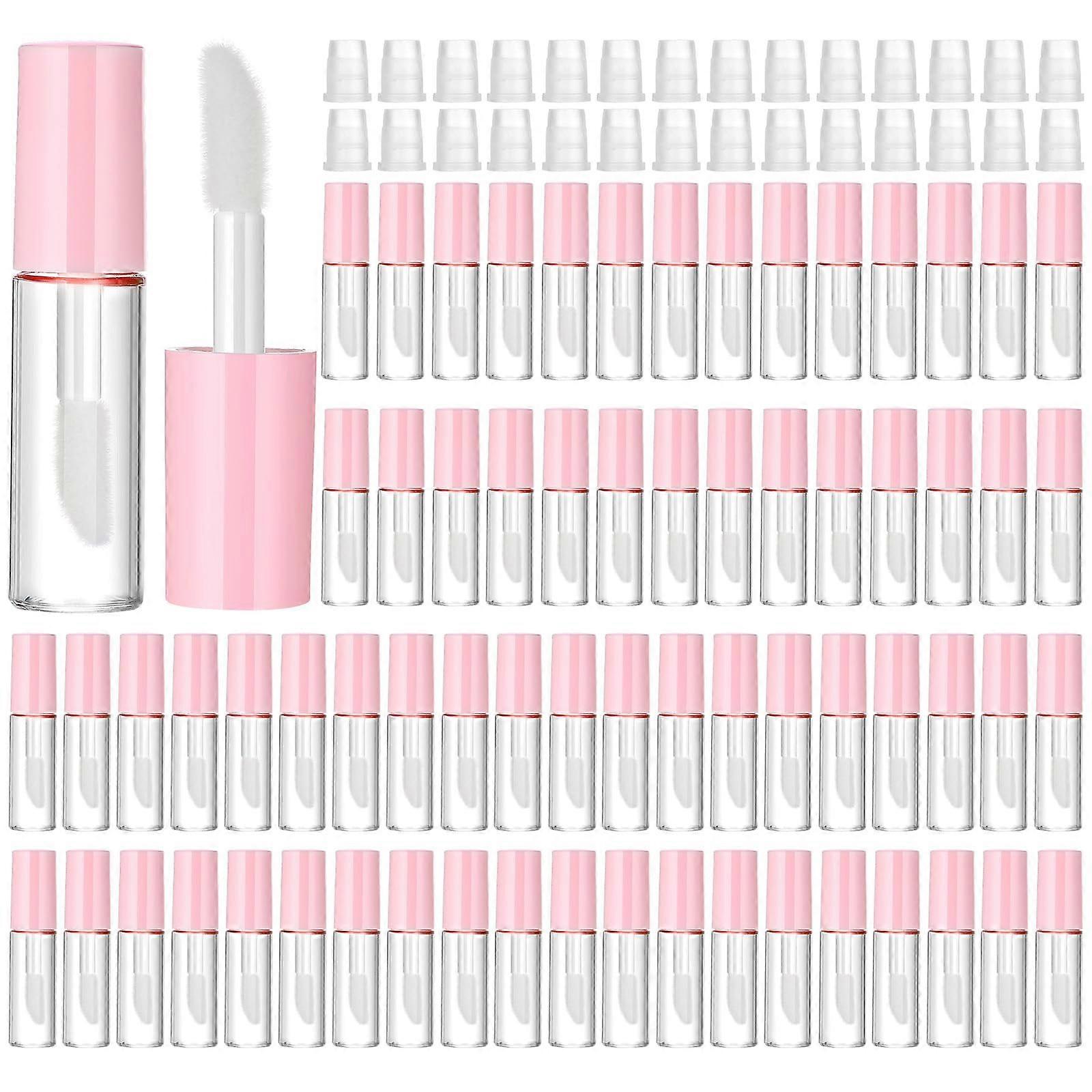 100 Pcs 1.2ml Mini Lip Gloss Tubes with Wand Leakproof Refillable Empty Containers Pink