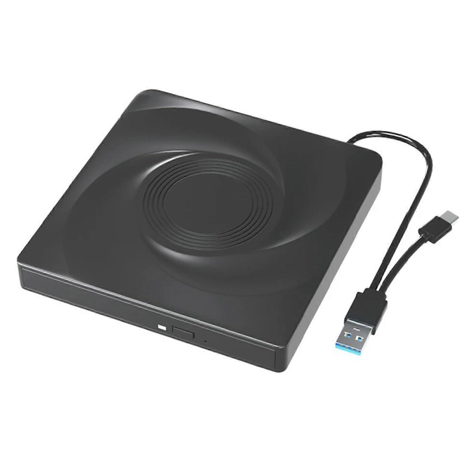 USB 3.0 External DVD Drive Burner with Dual Interface, Slim USBC CD RW Reader for Laptop and PC