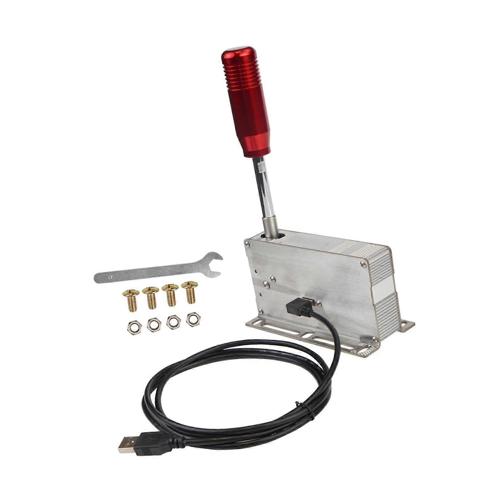 Racing Simulator Shifter USB Plug and Play for PC with Ergonomic Grip Adjustable Mount Red