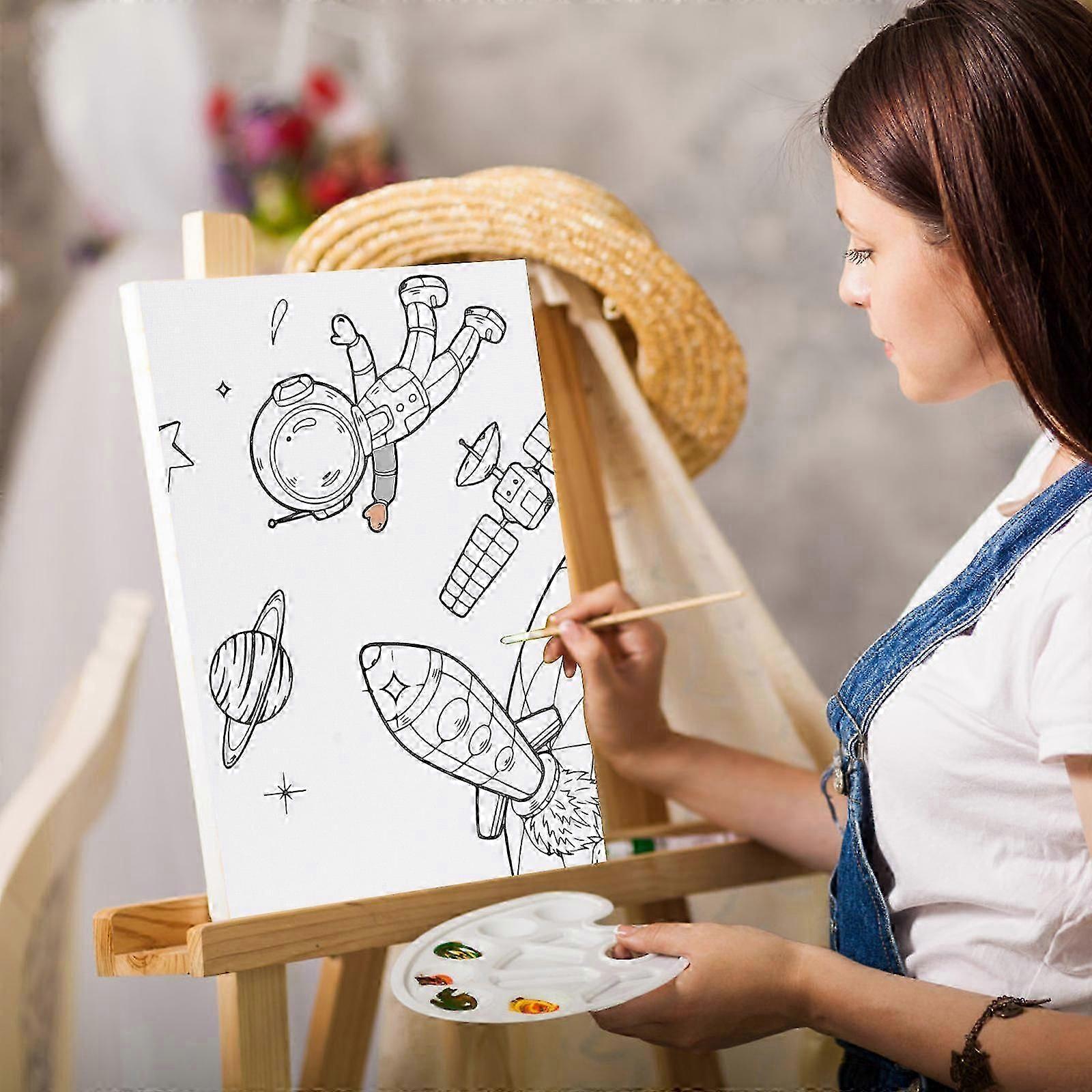 Canvas Panel Pre-Pattern Design Art Supplies Rectangular White 25.2X20.2cm Oil Painting Creation 3Pcs