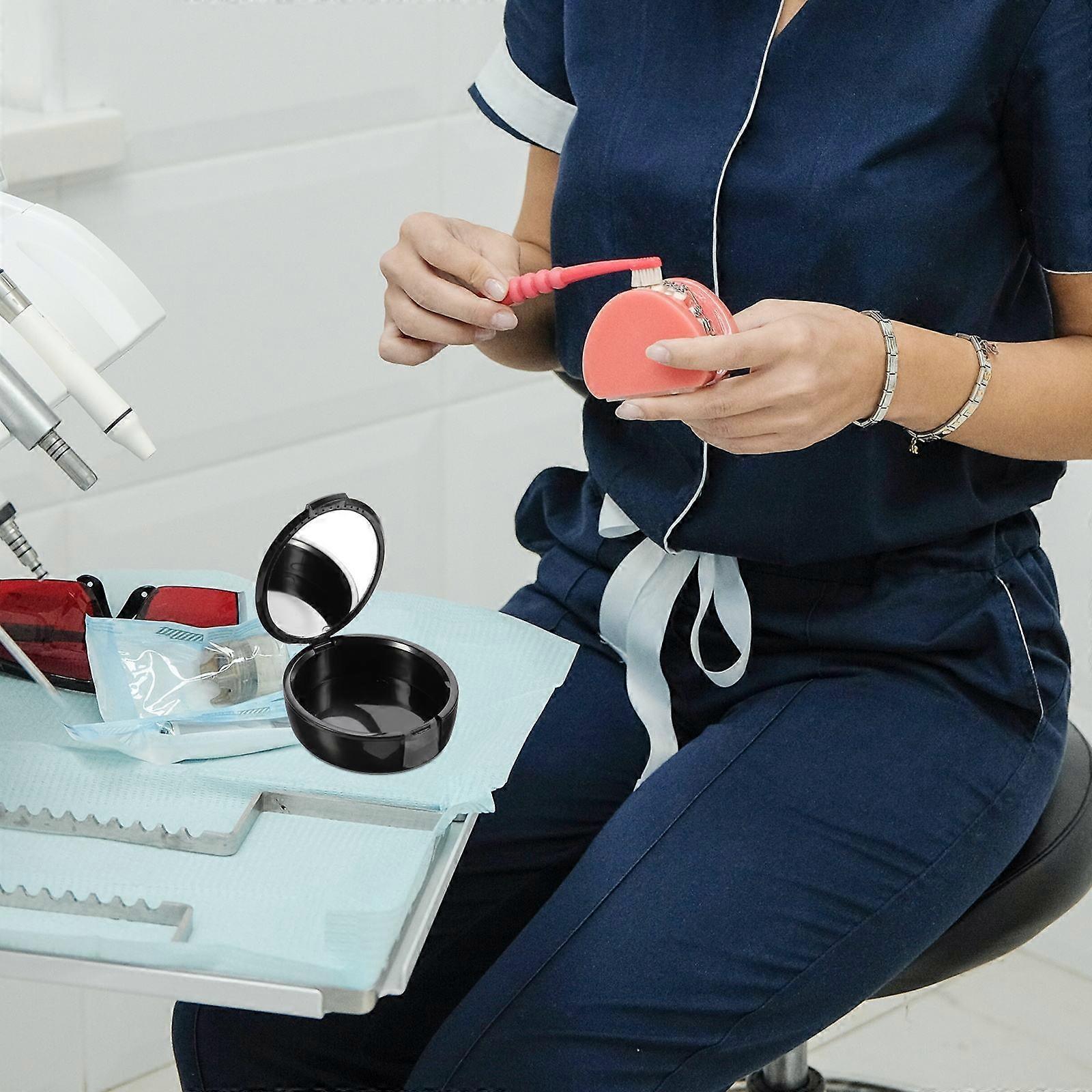 Useful Denture Box Denture Storage Case for Storage 1Pcs Black Pe