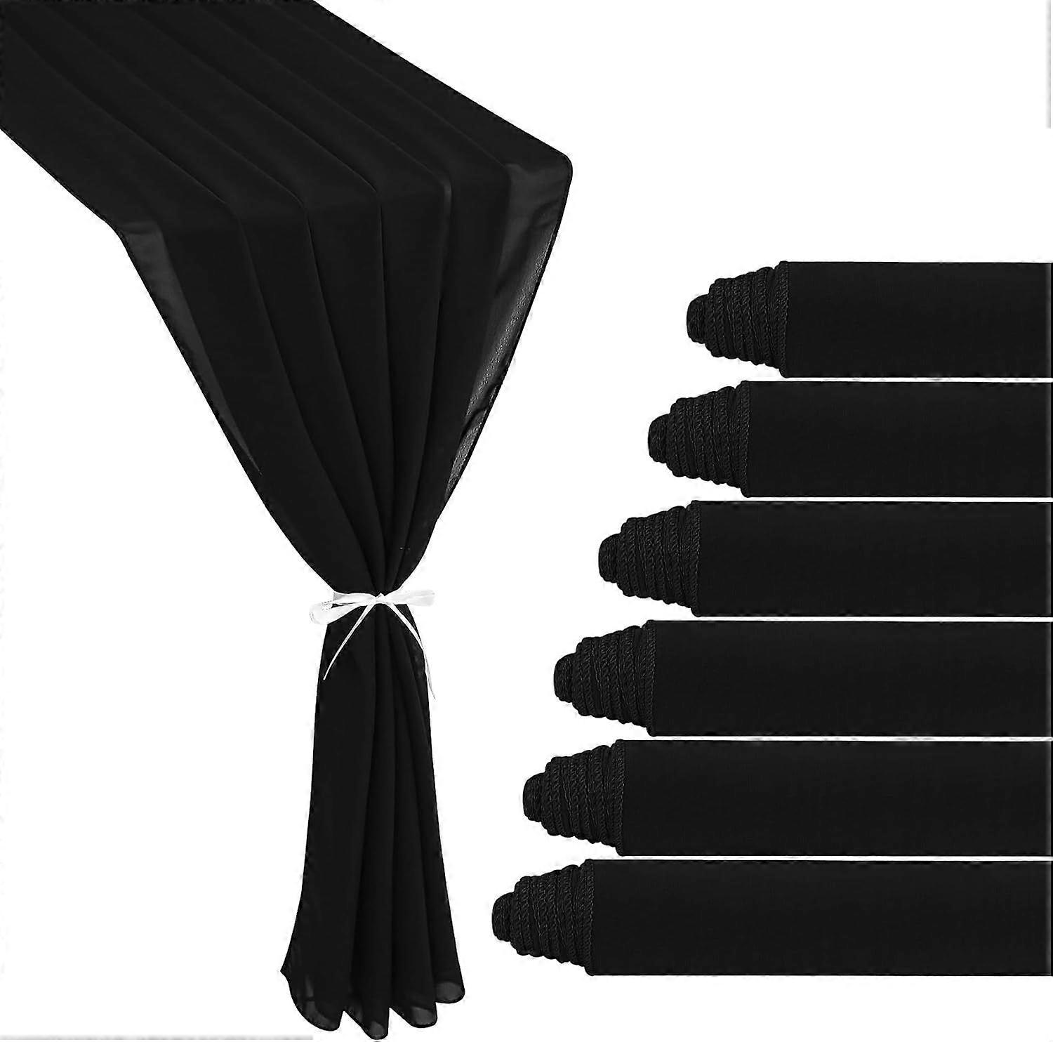 6 Pack 10Ft Black Chiffon Table Runner 29x120 Inches Sheer Fabric Table Runner