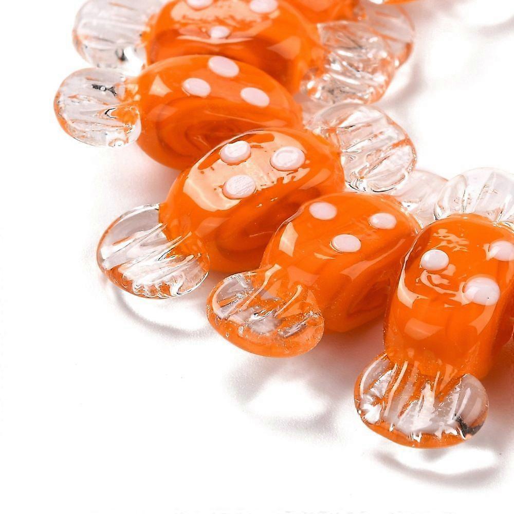 Handmade Lampwork Beads Bumpy Candy with Spot Orange 26~29x9x7.5~8mm Hole: 1mm