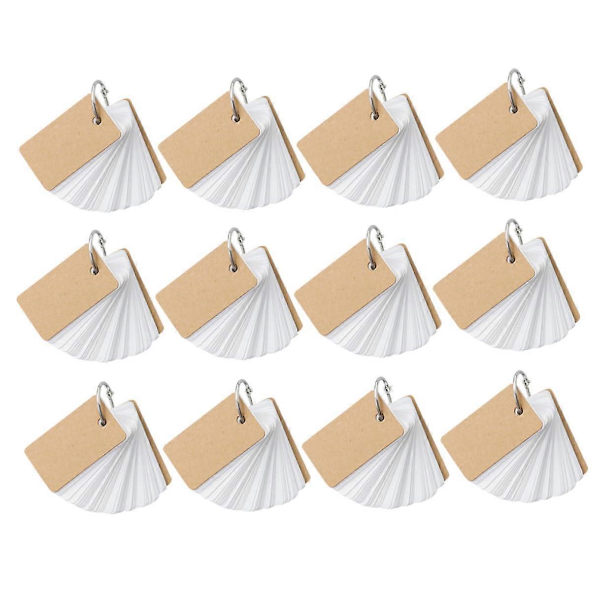 12 Pcs Vocabulary Flashcards Ring Binder Notepad Kraft Paper Refillable LooseLeaf Study Cards