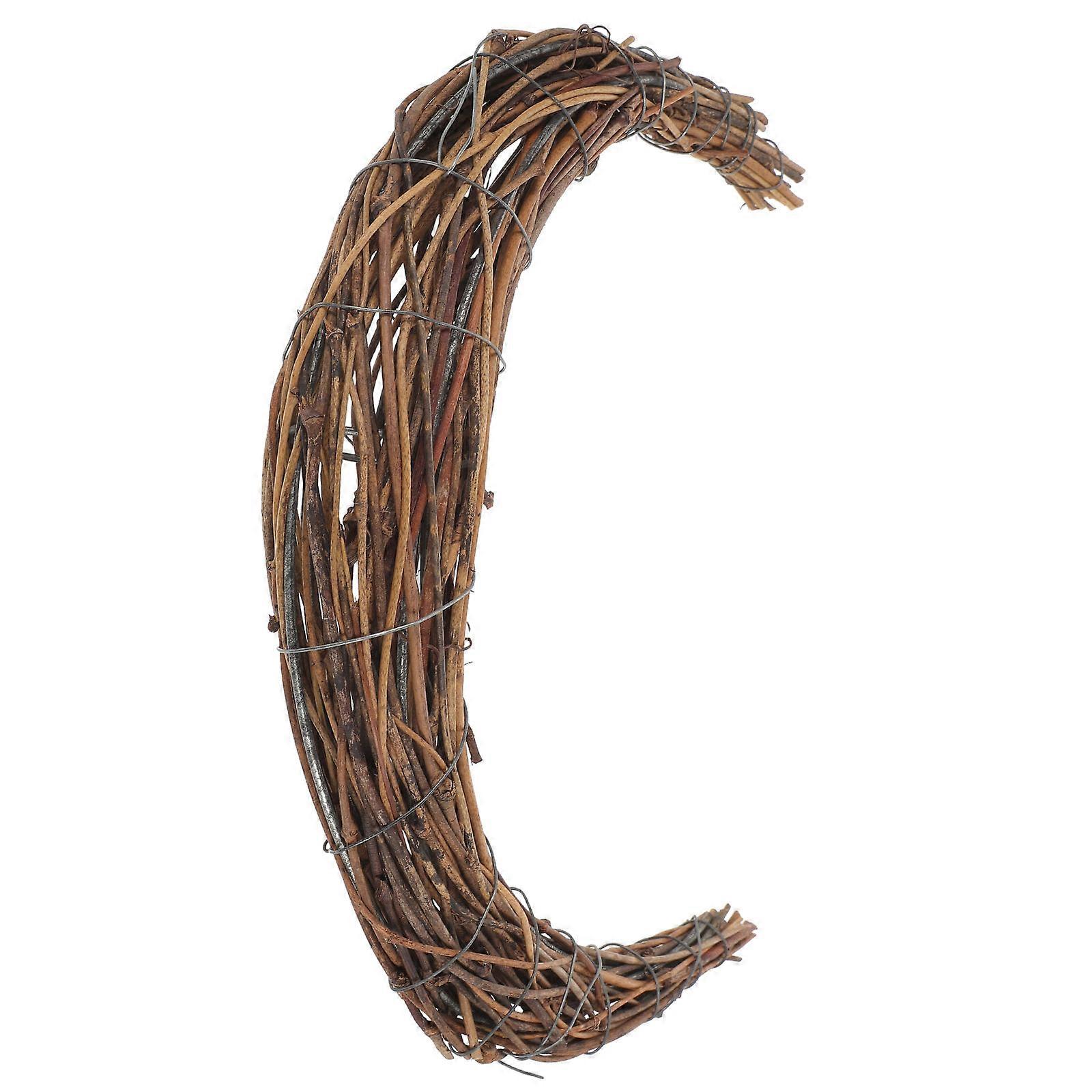 Rattan Wreath Ring DIY Moon Shaped for Decoration Handcrafted