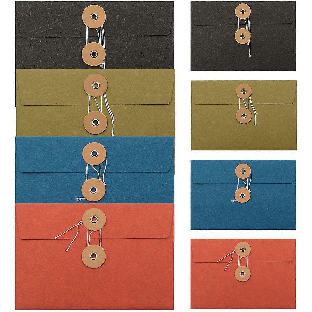 Vintage Paper Pockets for Postcard Storage with String Closure 8Pcs