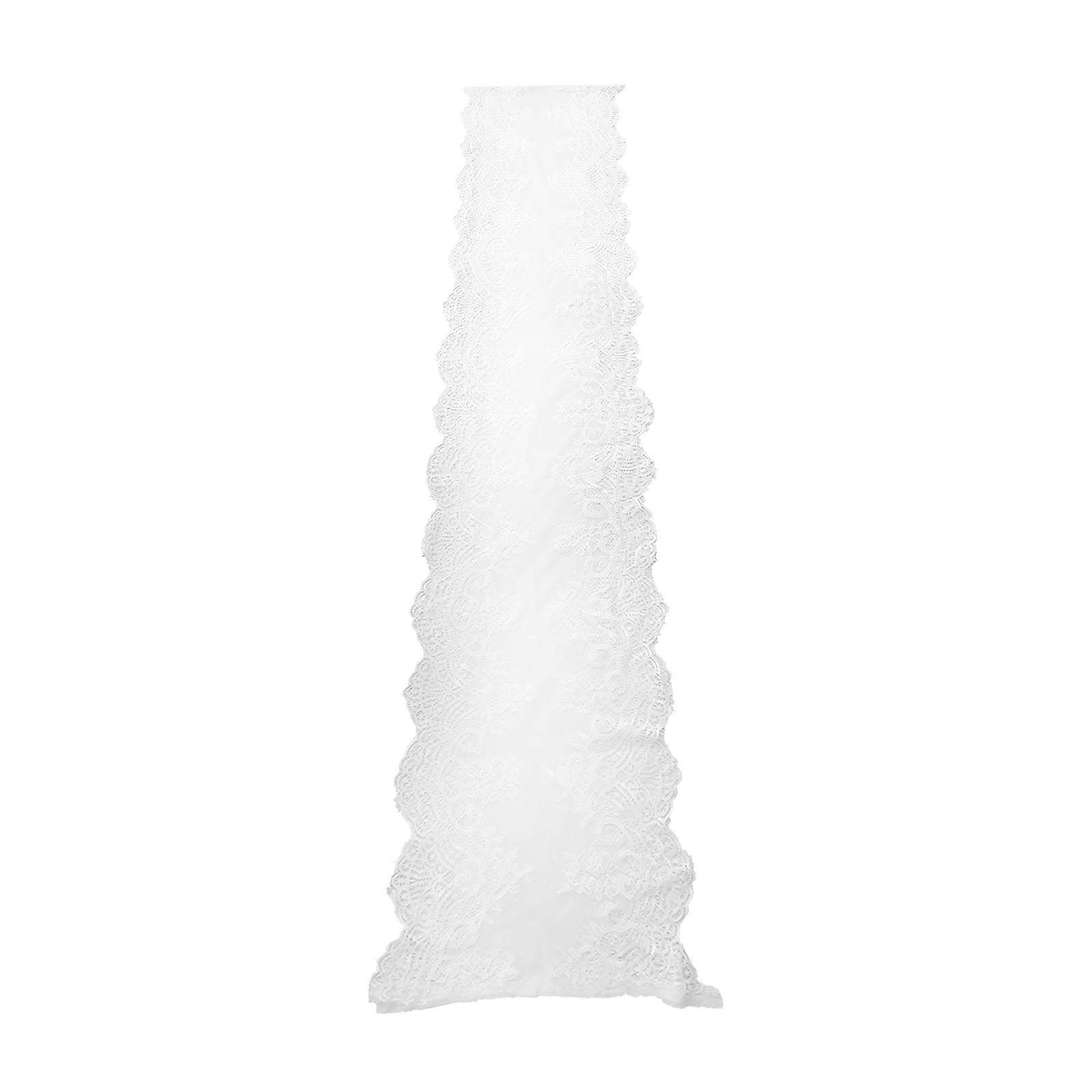 White Lace Tablecloth for Decoration 1Pcs Embroidered Table Runner