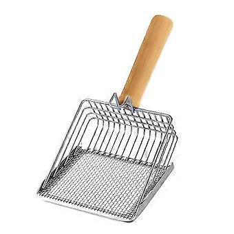Cat Litter Scoop Stainless Steel Heavy Duty Nonstick Sifter with Ergonomic Wooden Handle