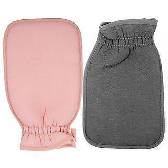 2pcs Exfoliating Bath Gloves with DualSided Deep Cleansing Texture for Smooth Skin, Grey