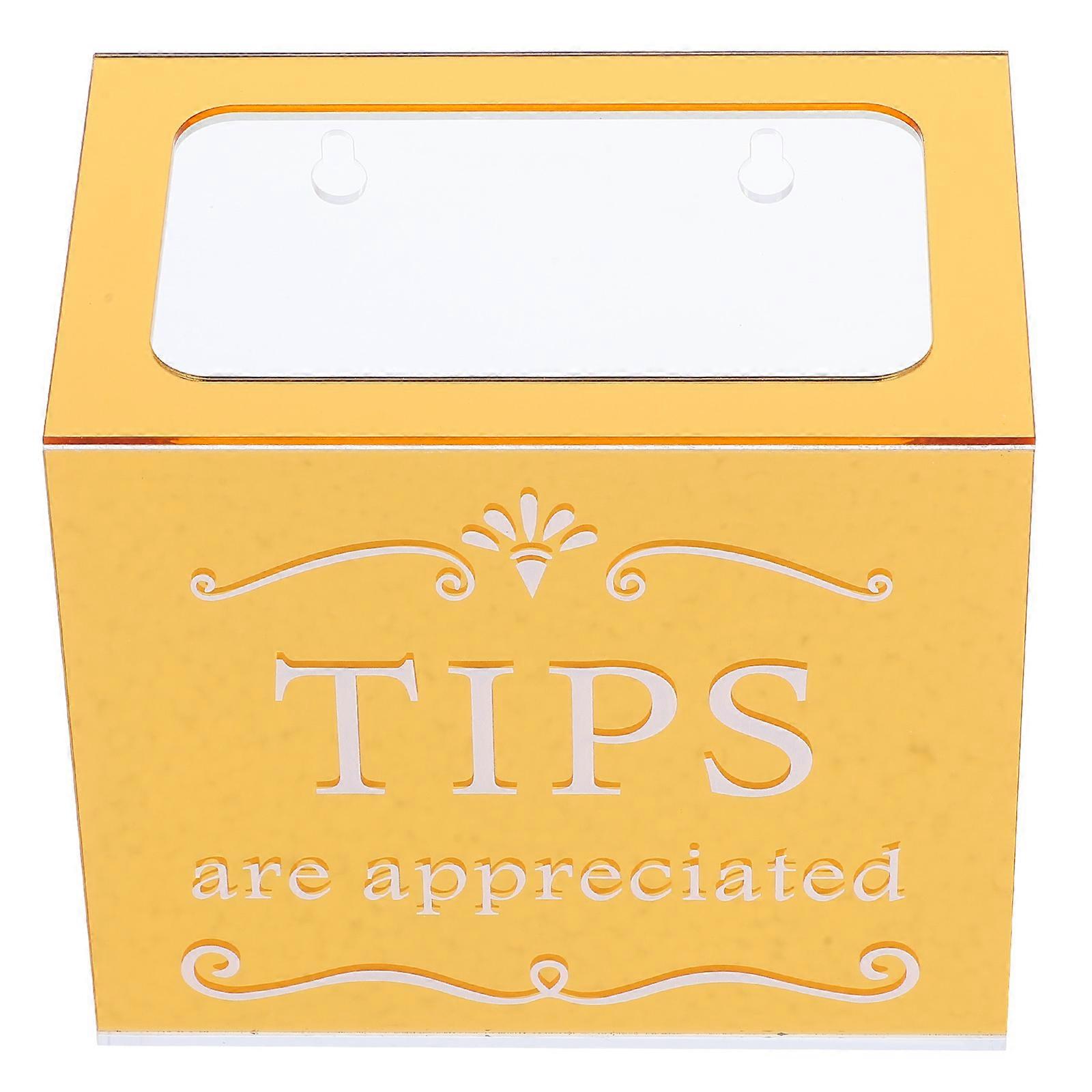 Suggestion Box Acrylic Cash Box for Donation Golden Rectangular Design