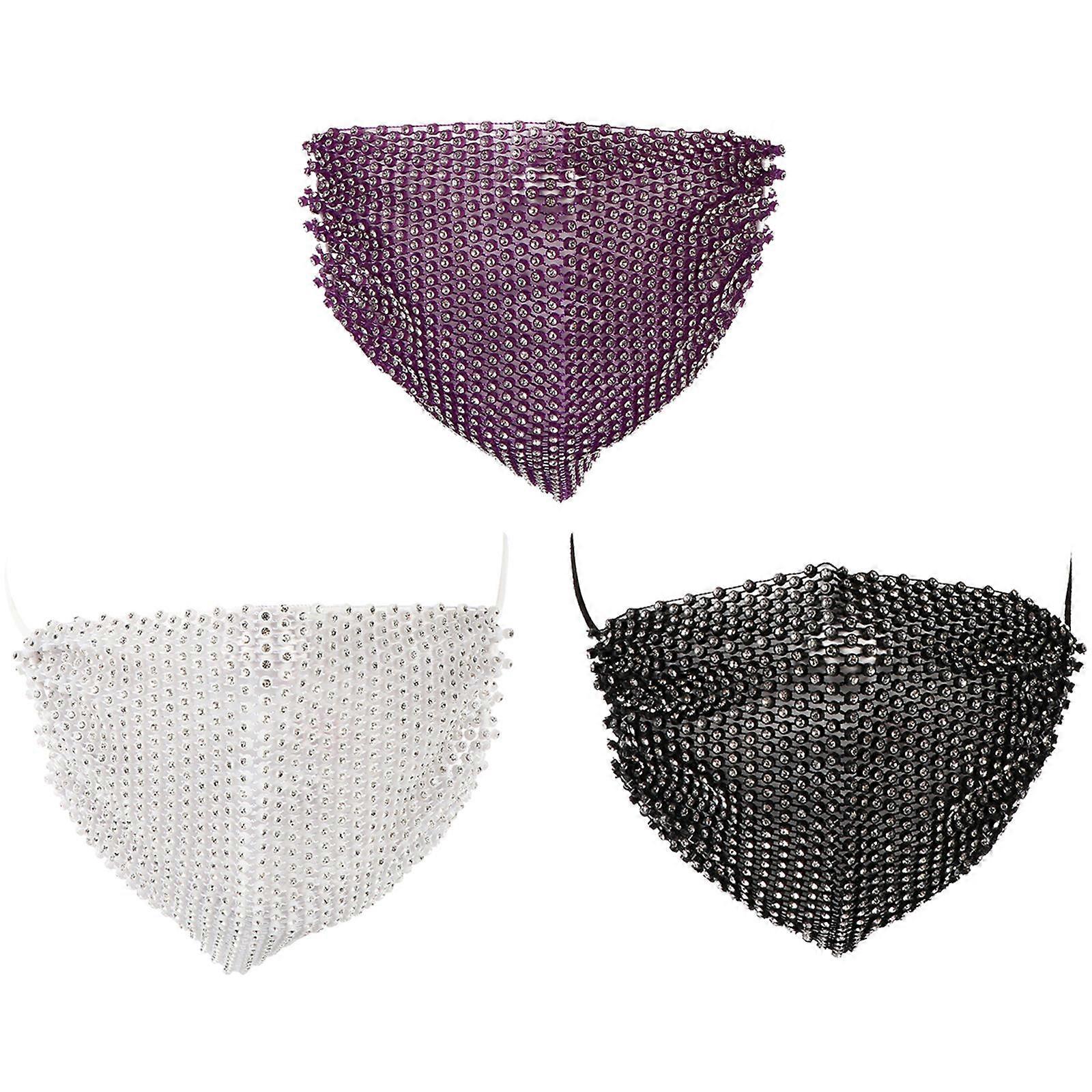 Rhinestone Durable for Protection 3Pcs Assorted Masks