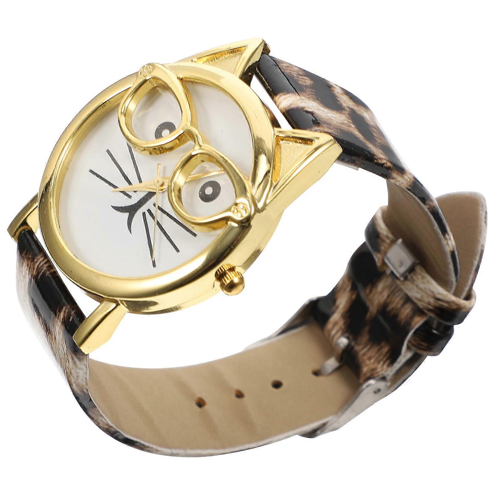 PU Watch Cartoon Cat Beard Pattern Watch for Decoration