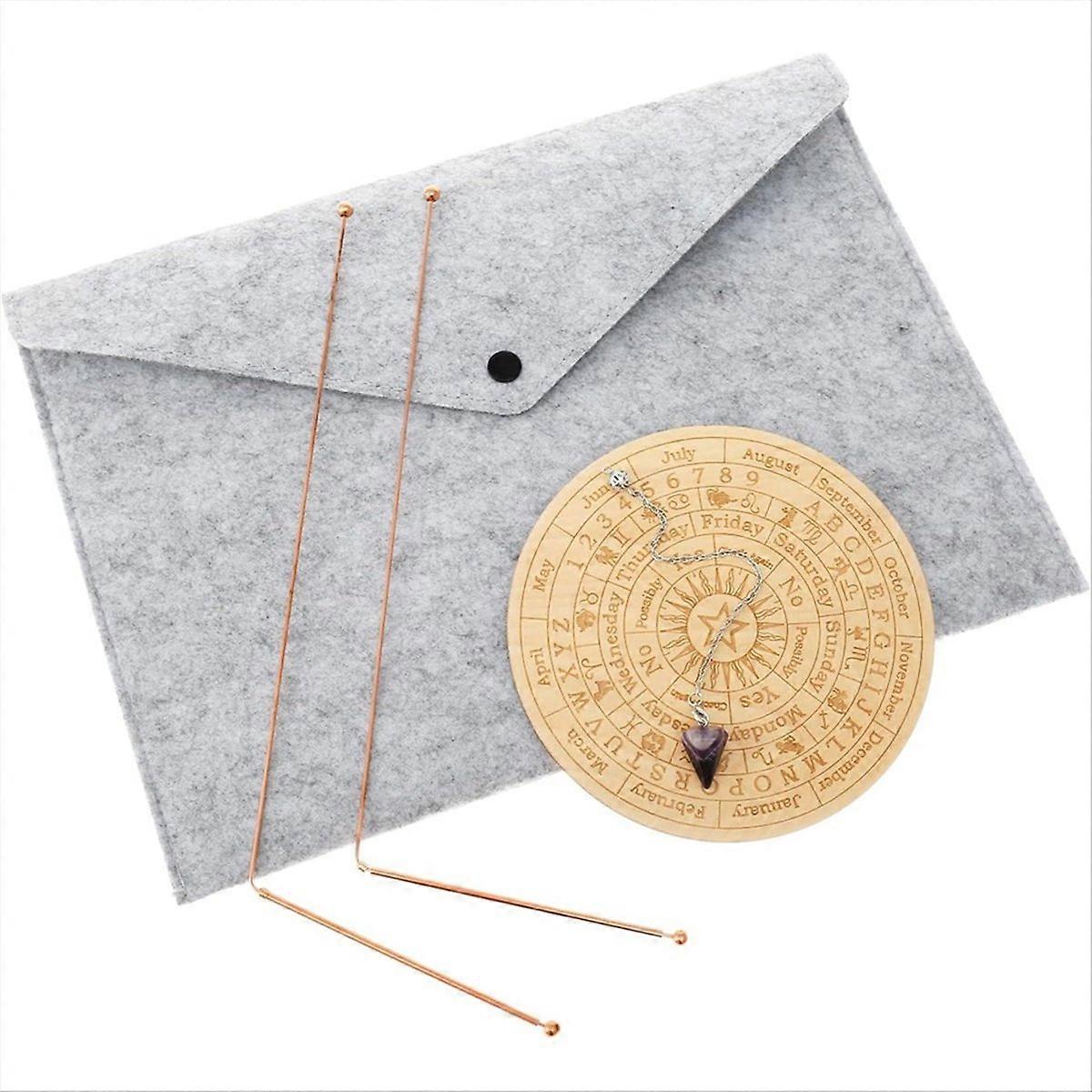 Copper Dowsing Rods Kit,Spiritual and Divining Pendulum Board Mat Kit