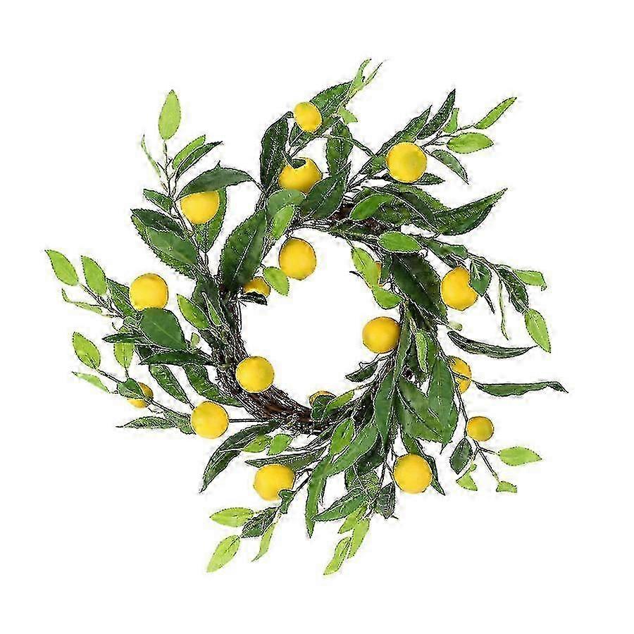 Realistic Artificial Lemon Wreath with 6 Lemons, Outer Diameter 35cm
