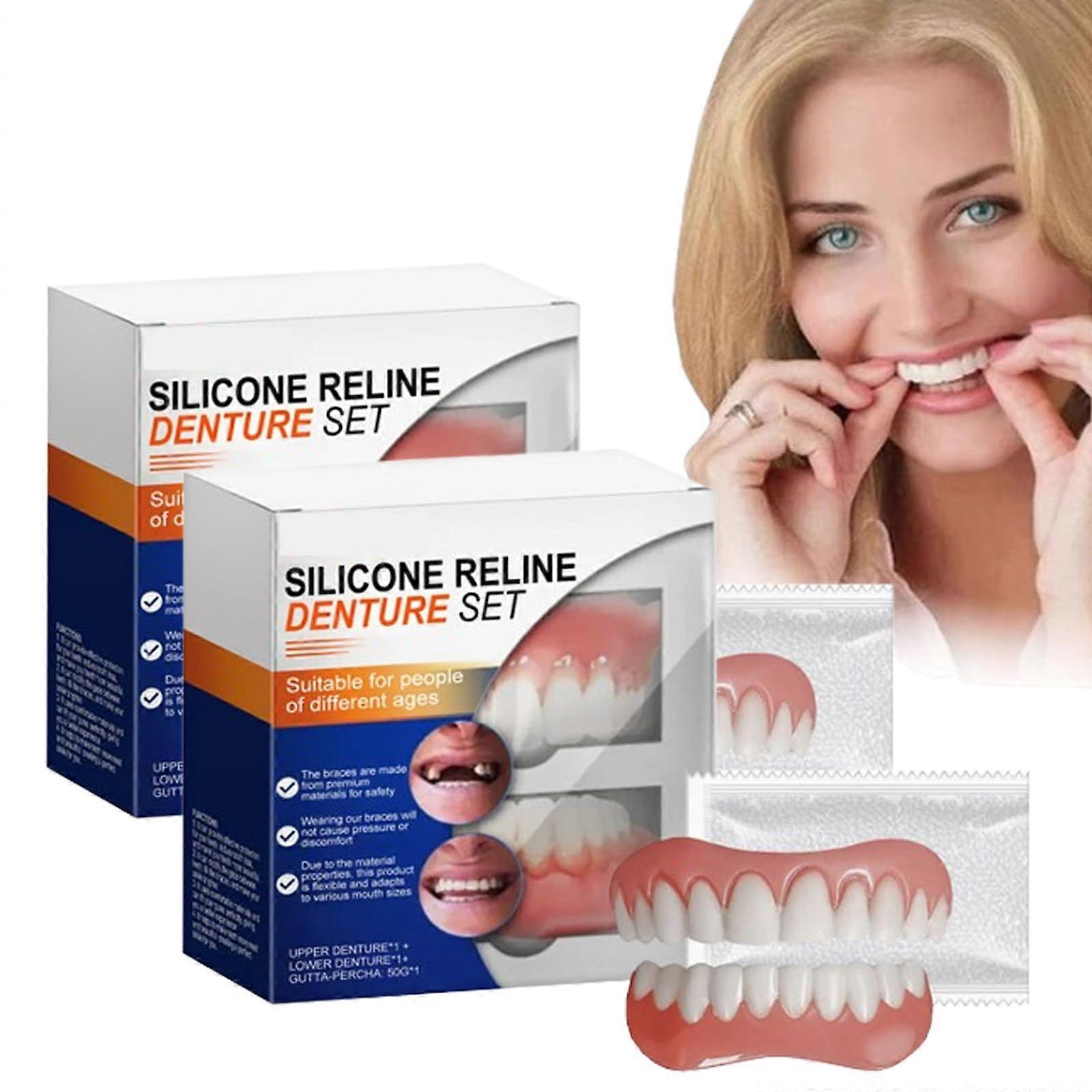 Soft Silicone Denture Reline Kit 2 Pack with Backup Piece for Quick  and Replacement
