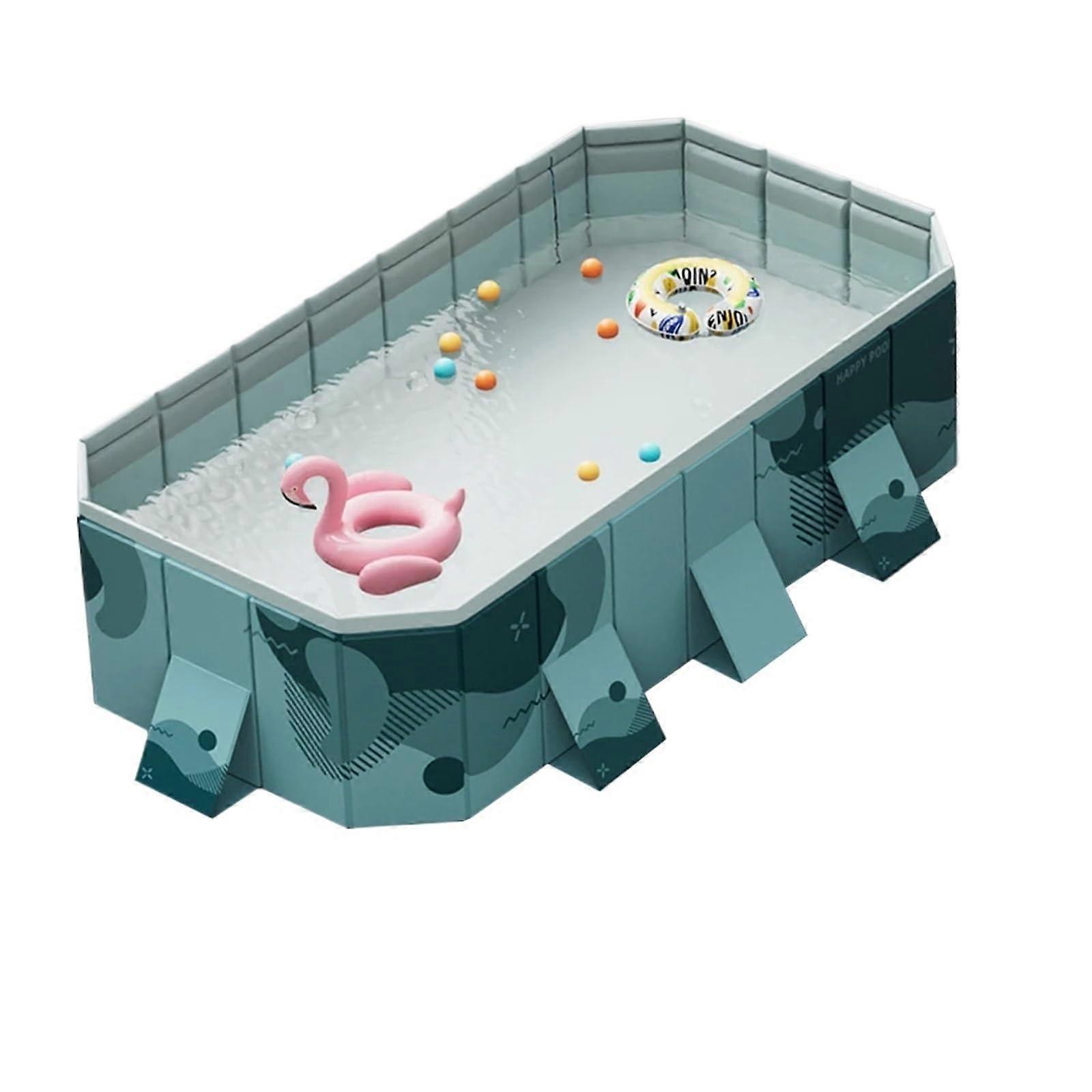 Foldable Large Rectangular Family Swimming Pool, Easy Setup NonInflatable Outdoor Pool Light Grey