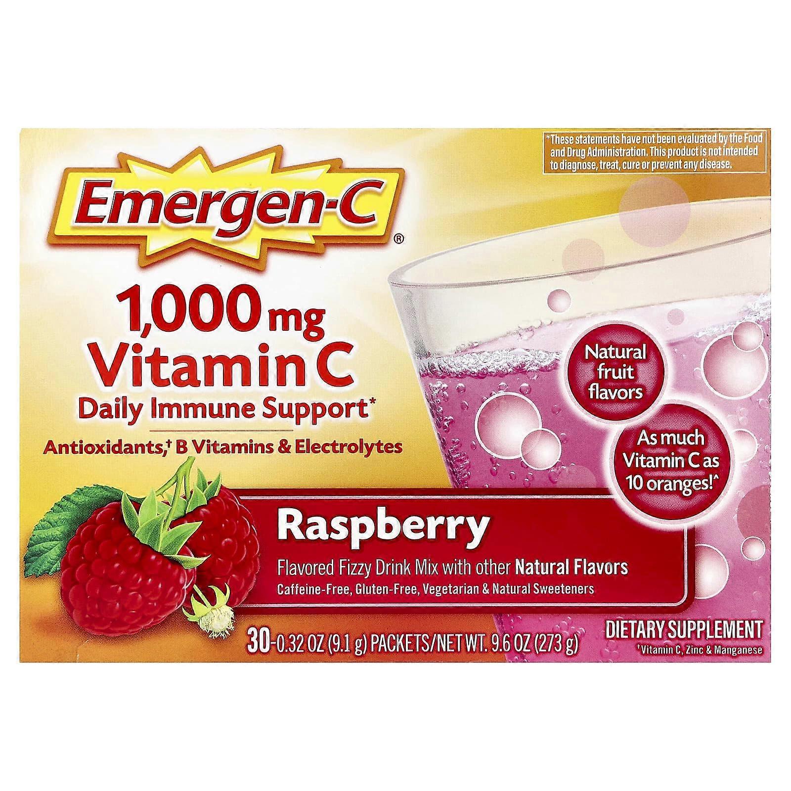 Emergen-C, Vitamin C, Raspberry, 30 Packets, 0.32 oz (9.1 g) Each, 2-Pack