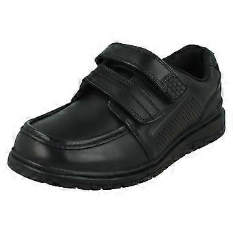 Schwarze Jungen-Schulschuhe aus Leder mit Doppelriemen N1151 – Schwarzes Leder – UK-Größe 13 – EU-Größe 32 – US-Größe 1