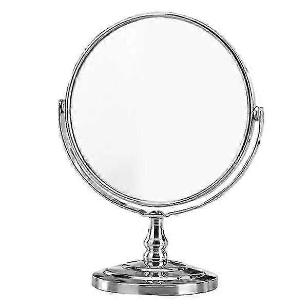 Desktop standing makeup mirror, silver appearance, suitable for multiple scenarios
