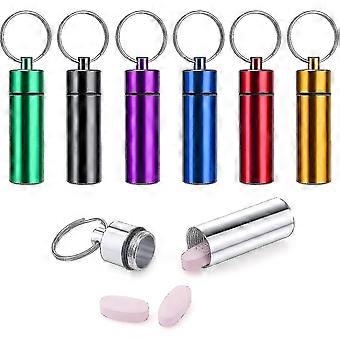 Pil doos sleutelhanger, set van 7 mini capsule pil doos metalen pil doos pil doos pil willekeurige kleur
