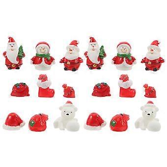 1 Set 18 Pcs Christmas Dolls Resin Adornments Decorative Artware (Red)